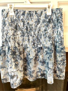 Blue Floral Tiered Smocked Waist Skirt - Women, Aqua brand size large